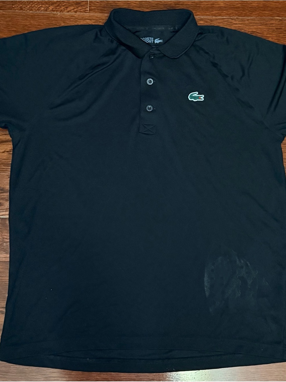 Lacoste Men's Black Polo with Green Crocodile Logo